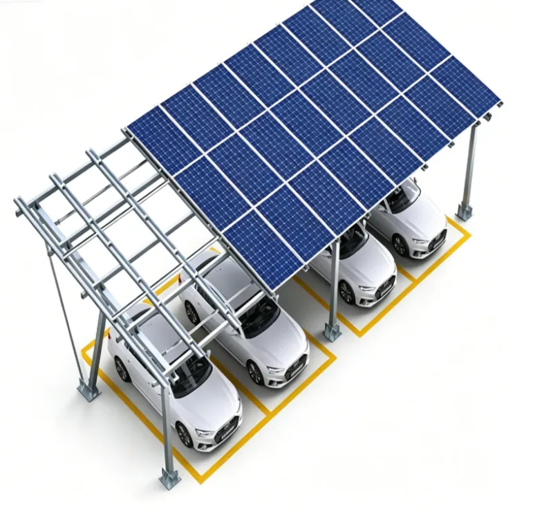 Supporto per posto auto coperto solare tipo W in alluminio